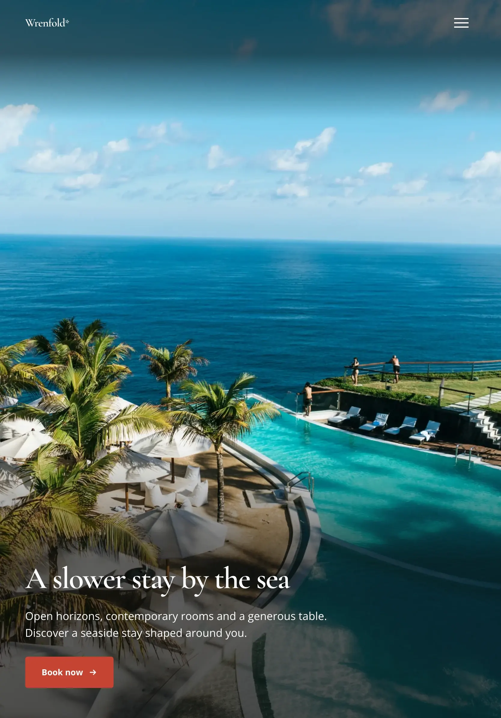 Wrenfold hotel website template on a tablet